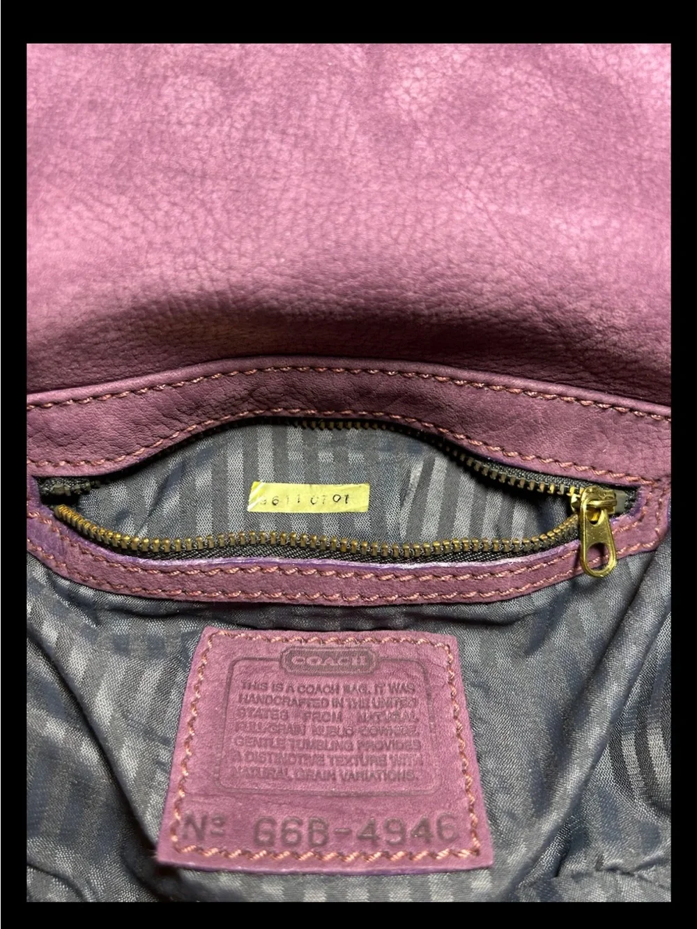 Coach Sonoma Small Flap Bag, Grape Nubuck Leather 1996 (#4946) *Made In The USA*